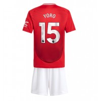 Camisa de time de futebol Manchester United Leny Yoro #15 Replicas 1º Equipamento Infantil 2024-25 Manga Curta (+ Calças curtas)